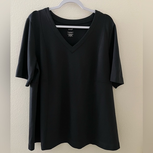 J. Jill Pure Jill Double Knit Seamed Tunic Greystone V Neck XL - Picture 4 of 10